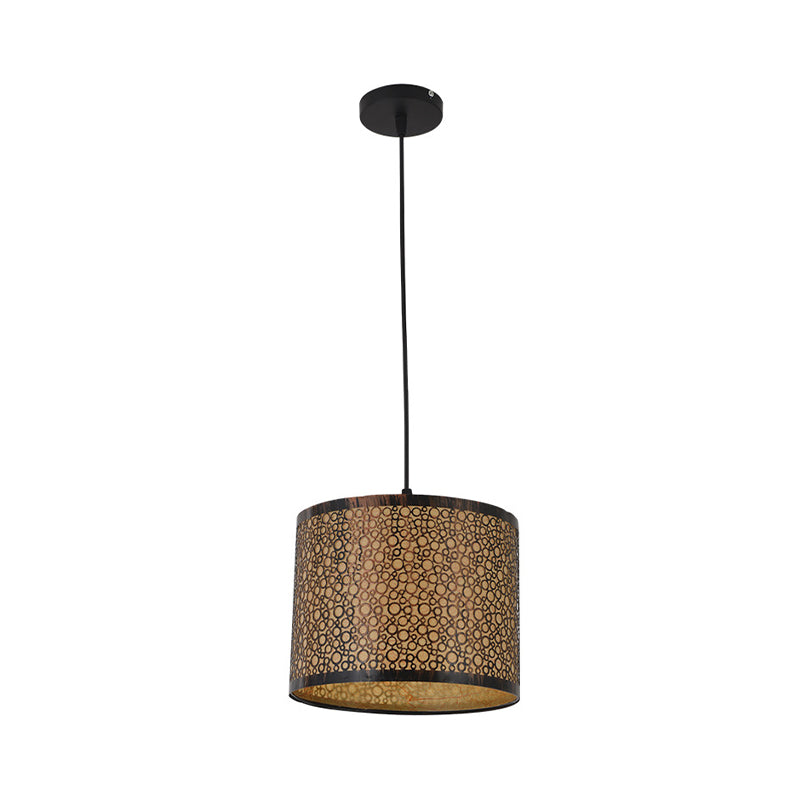 Metal Cylinder Ceiling Light Modernist 1 Bulb Bronze Pendant Light Fixture with Beige Cylinder Parchment Shade Clearhalo 'Ceiling Lights' 'Pendant Lights' 'Pendants' Lighting' 268046