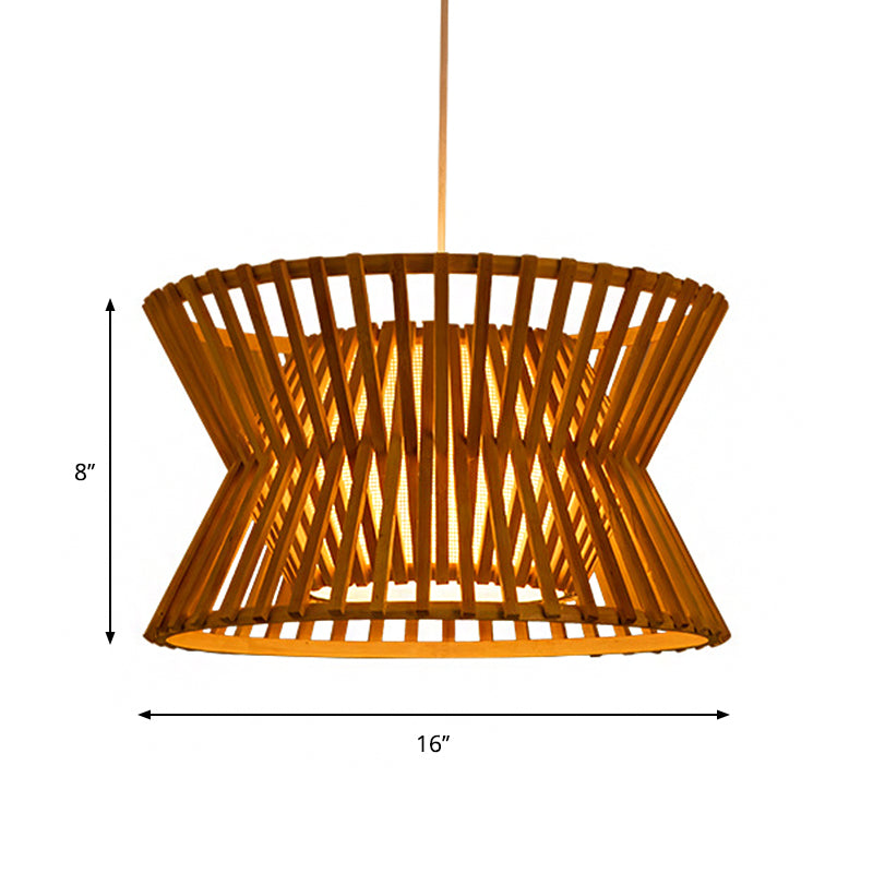 Wood Laser Cut Pendant Lighting Traditionary 1 Bulb Bamboo Hanging Ceiling Light Clearhalo 'Ceiling Lights' 'Pendant Lights' 'Pendants' Lighting' 268073