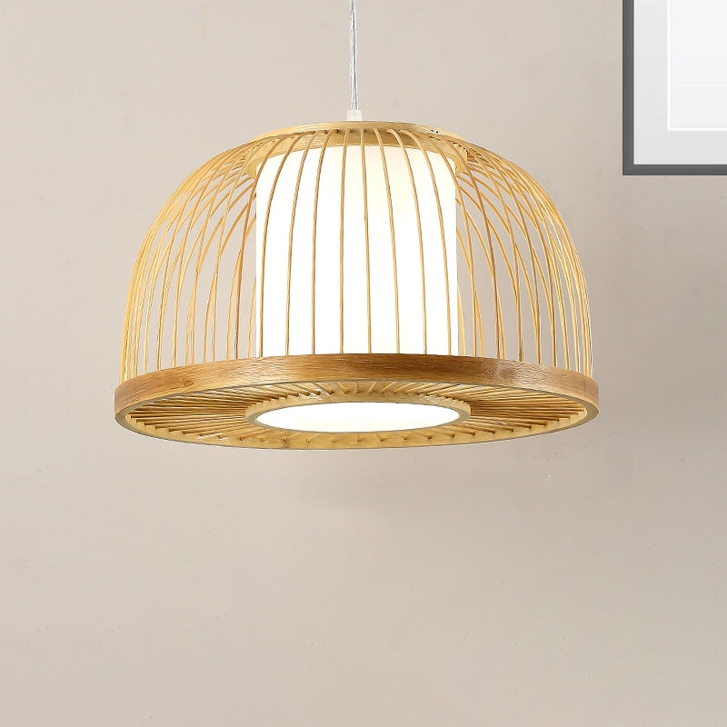 Dome Hanging Light Modernism Bamboo 1 Bulb 14