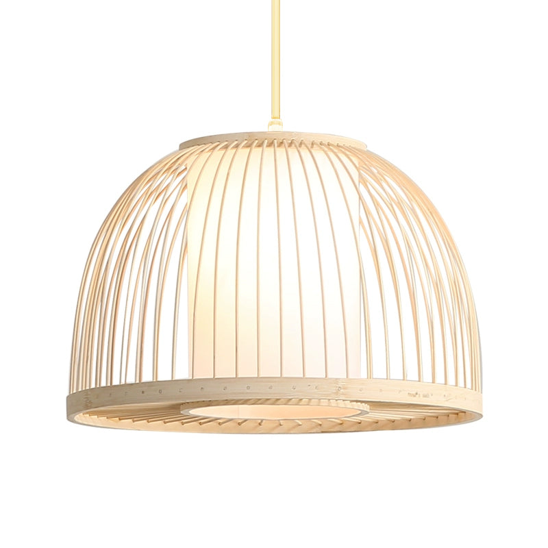 Dome Hanging Light Modernism Bamboo 1 Bulb 14