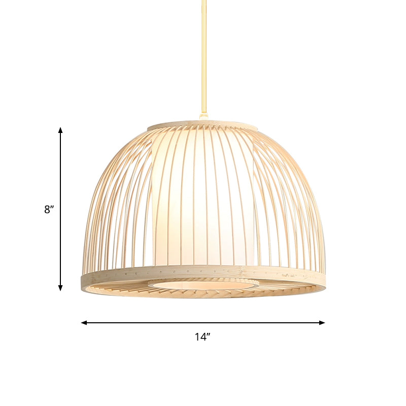 Dome Hanging Light Modernism Bamboo 1 Bulb 14