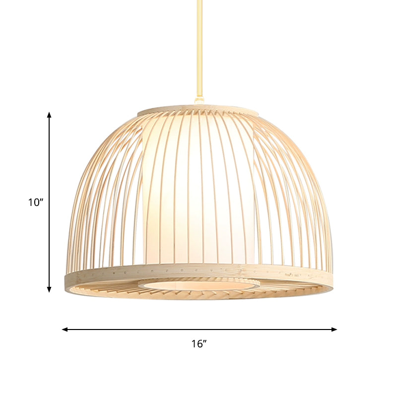 Dome Hanging Light Modernism Bamboo 1 Bulb 14