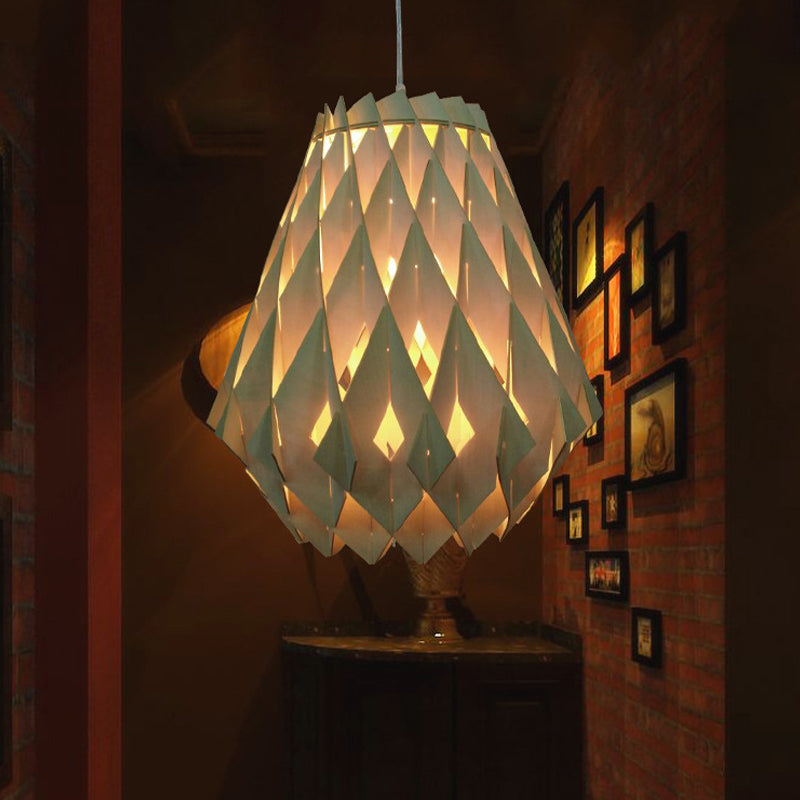 Wood Jar Ceiling Lamp Modernist 1 Bulb Hanging Pendant Light in Beige for Tearoom Beige Clearhalo 'Ceiling Lights' 'Pendant Lights' 'Pendants' Lighting' 268215_c97ae1eb-3e69-49b9-b13d-9256ad3f1e85