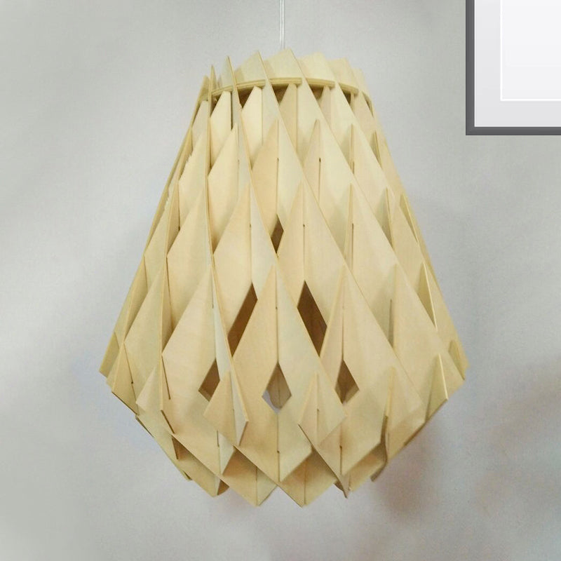 Wood Jar Ceiling Lamp Modernist 1 Bulb Hanging Pendant Light in Beige for Tearoom Clearhalo 'Ceiling Lights' 'Pendant Lights' 'Pendants' Lighting' 268216