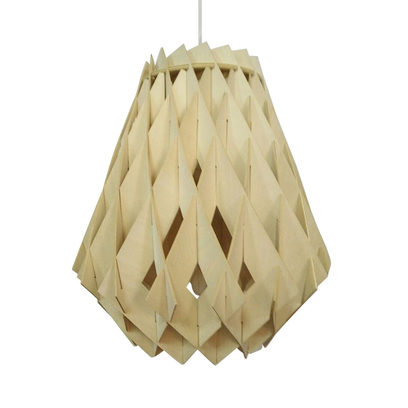 Wood Jar Ceiling Lamp Modernist 1 Bulb Hanging Pendant Light in Beige for Tearoom Clearhalo 'Ceiling Lights' 'Pendant Lights' 'Pendants' Lighting' 268218