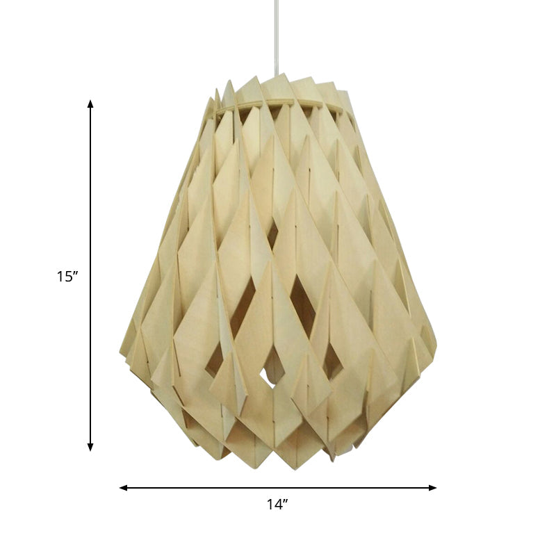 Wood Jar Ceiling Lamp Modernist 1 Bulb Hanging Pendant Light in Beige for Tearoom Clearhalo 'Ceiling Lights' 'Pendant Lights' 'Pendants' Lighting' 268219