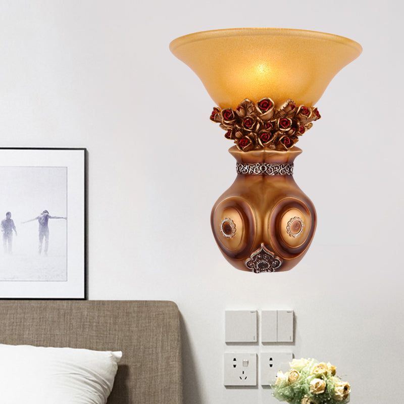 Vintage Vase Wall Sconce Light 1 Head Resin Bronze Finish Wall Mount Light Fixture Clearhalo 'Wall Lamps & Sconces' 'Wall Lights' Lighting' 268318