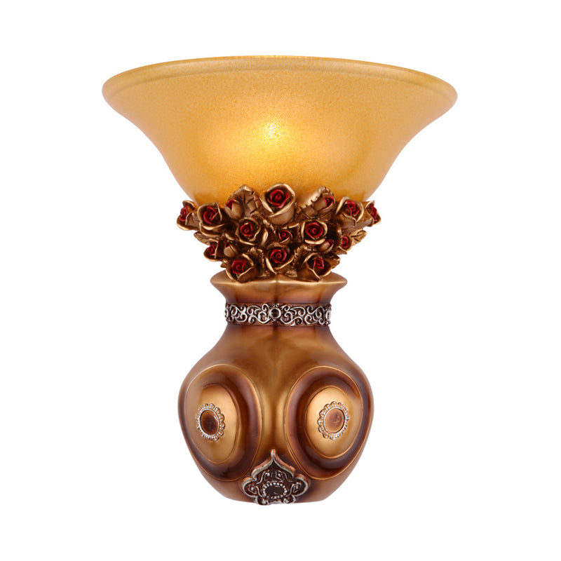 Vintage Vase Wall Sconce Light 1 Head Resin Bronze Finish Wall Mount Light Fixture Clearhalo 'Wall Lamps & Sconces' 'Wall Lights' Lighting' 268320