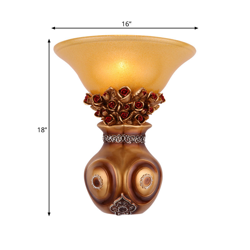 Vintage Vase Wall Sconce Light 1 Head Resin Bronze Finish Wall Mount Light Fixture Clearhalo 'Wall Lamps & Sconces' 'Wall Lights' Lighting' 268321