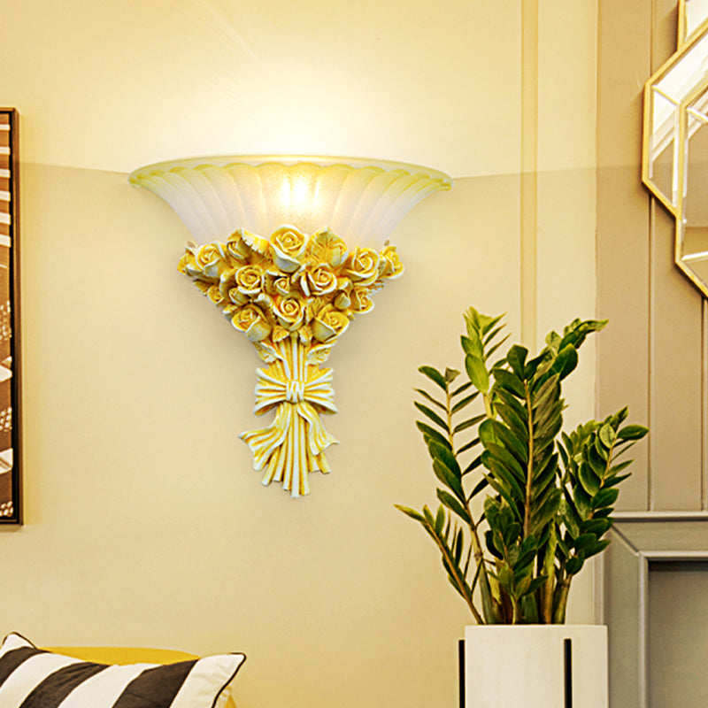 Modern Rose Flush Sconce Light Exquisite 1 Light Resin Wall Lighting Ideas in Beige Beige Clearhalo 'Wall Lamps & Sconces' 'Wall Lights' Lighting' 268327