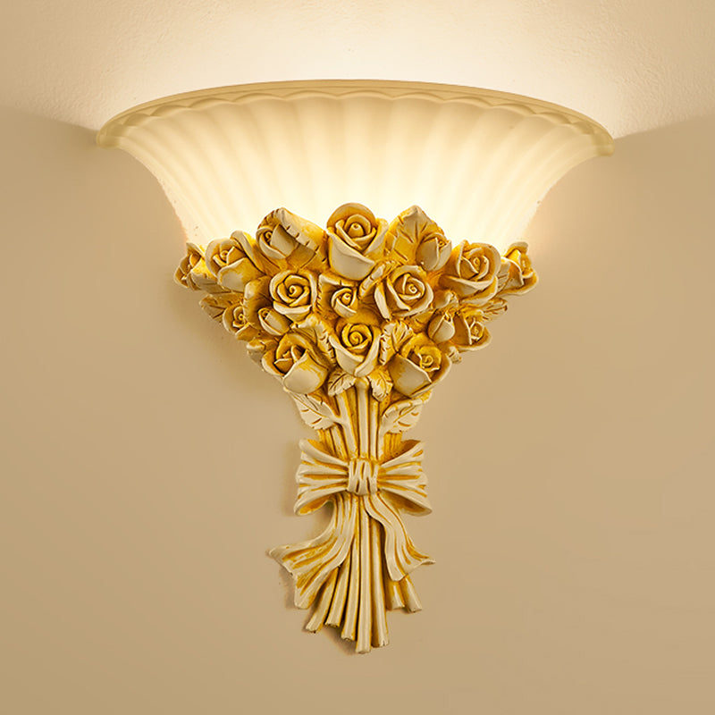 Modern Rose Flush Sconce Light Exquisite 1 Light Resin Wall Lighting Ideas in Beige Clearhalo 'Wall Lamps & Sconces' 'Wall Lights' Lighting' 268328