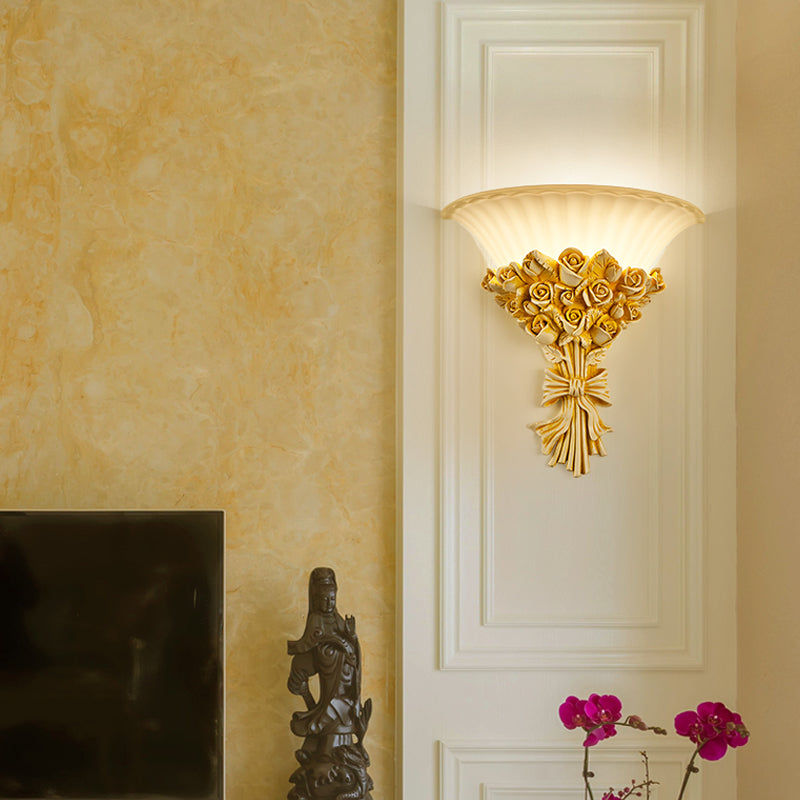 Modern Rose Flush Sconce Light Exquisite 1 Light Resin Wall Lighting Ideas in Beige Clearhalo 'Wall Lamps & Sconces' 'Wall Lights' Lighting' 268329