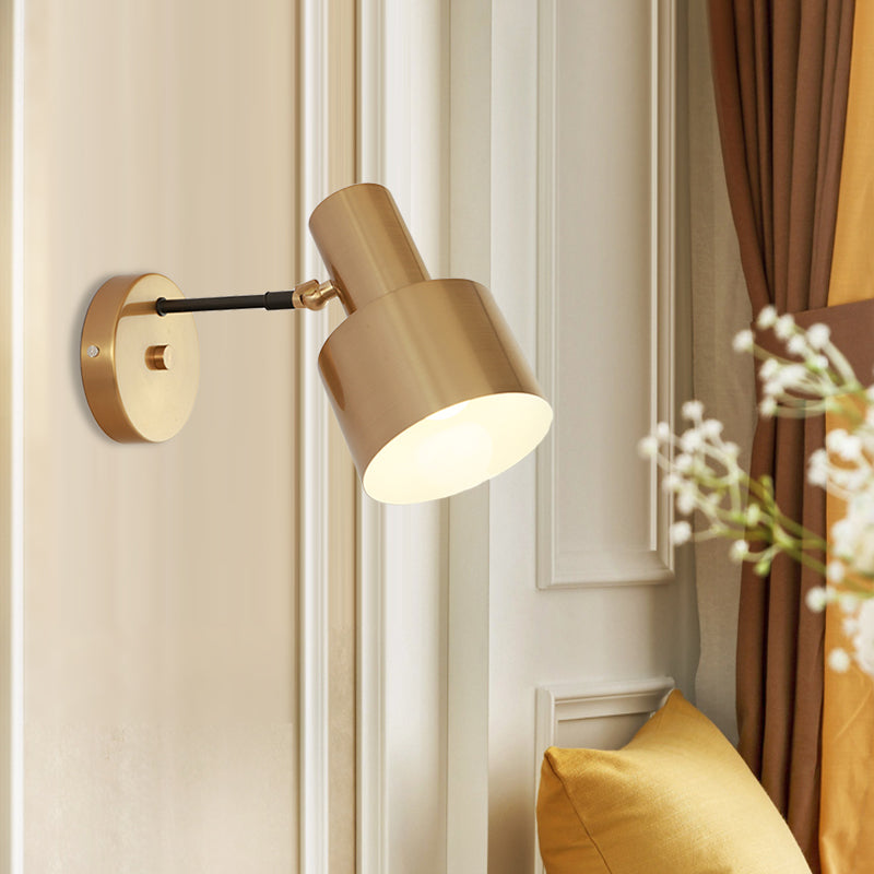 1 Bulb Round Wall Lamp Modernist Gold Finish Iron Wall Sconce Light with Adjustable Arm Gold Clearhalo 'Wall Lamps & Sconces' 'Wall Lights' Lighting' 268359