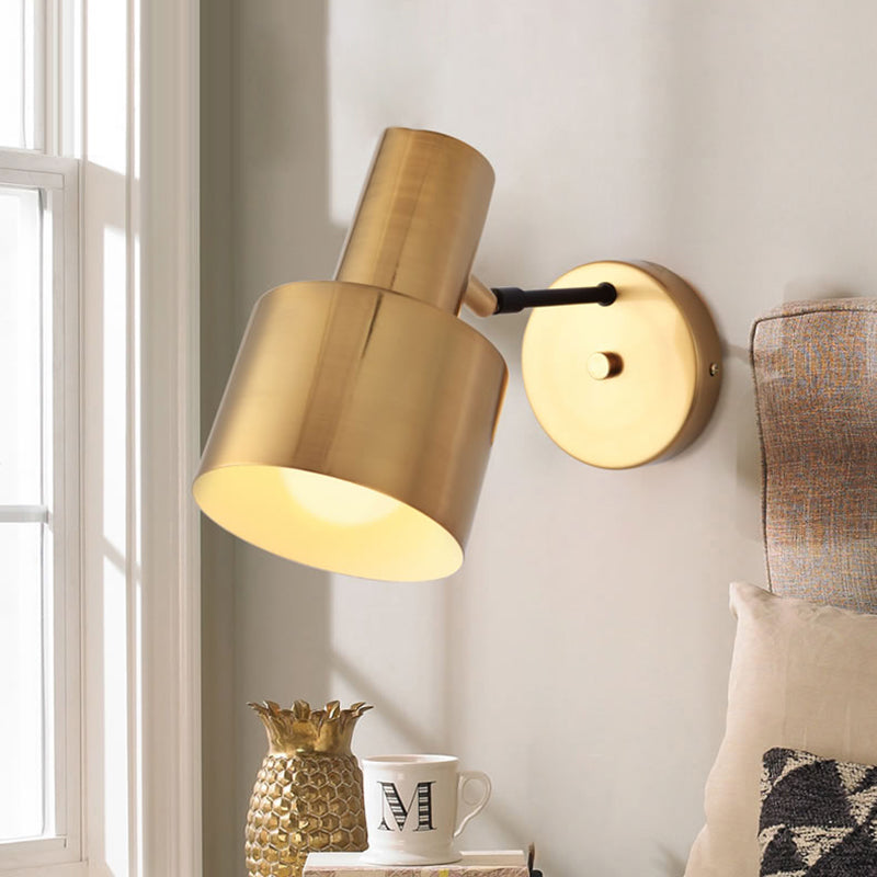 1 Bulb Round Wall Lamp Modernist Gold Finish Iron Wall Sconce Light with Adjustable Arm Clearhalo 'Wall Lamps & Sconces' 'Wall Lights' Lighting' 268360