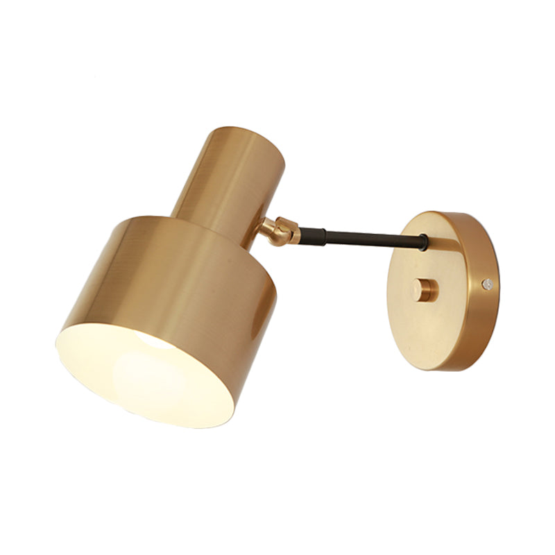 1 Bulb Round Wall Lamp Modernist Gold Finish Iron Wall Sconce Light with Adjustable Arm Clearhalo 'Wall Lamps & Sconces' 'Wall Lights' Lighting' 268362