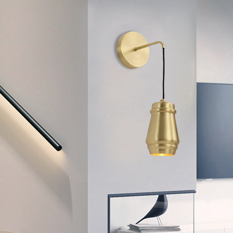 Gold Finish Bottle Sconce Lamp Minimalist Brass 1 Light Wall Mount Lamp with Arm Gold Clearhalo 'Wall Lamps & Sconces' 'Wall Lights' Lighting' 268370