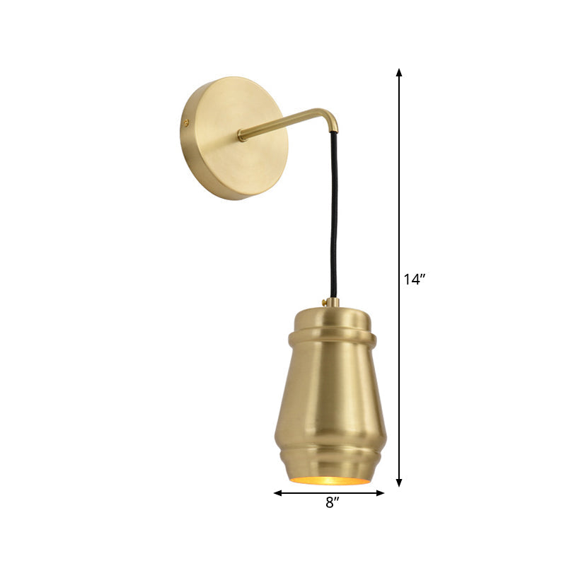 Gold Finish Bottle Sconce Lamp Minimalist Brass 1 Light Wall Mount Lamp with Arm Clearhalo 'Wall Lamps & Sconces' 'Wall Lights' Lighting' 268374