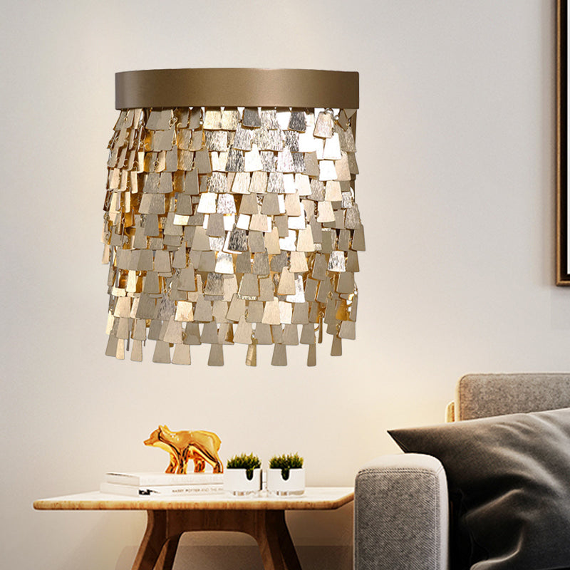 2-Light Sequin Flake Wall Lamp Modernist Gold Finish Aluminum Flush Mount Wall Light Clearhalo 'Wall Lamps & Sconces' 'Wall Lights' Lighting' 268382