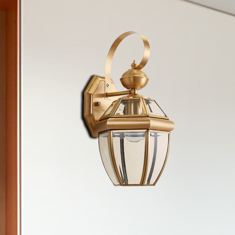 Traditional Urn Sconce Metal 1 Bulb Wall Mounted Light Fixture in Brass for Dining Room Brass Clearhalo 'Wall Lamps & Sconces' 'Wall Lights' Lighting' 268897