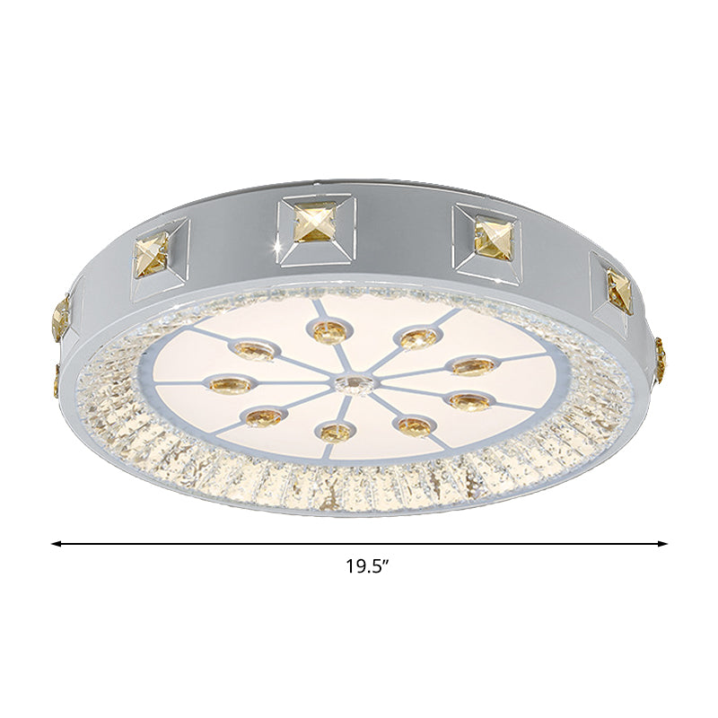 White Concave Crystal Flush Light Modern Stylish Carved Flower/Sun/Rhombus LED Ceiling Light in Remote Control Stepless Dimming/3 Color Light Clearhalo 'Ceiling Lights' 'Close To Ceiling Lights' 'Close to ceiling' 'Flush mount' Lighting' 269190