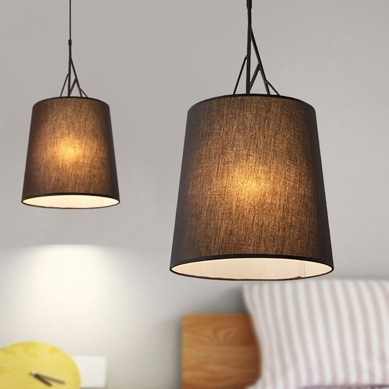 Tapered Suspension Pendant Modern Fabric LED Black/White Hanging Pendant Lamp for Living Room Clearhalo 'Ceiling Lights' 'Modern Pendants' 'Modern' 'Pendant Lights' 'Pendants' Lighting' 269533