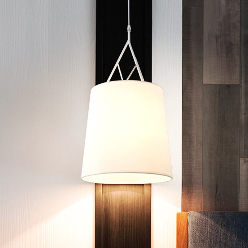 Tapered Suspension Pendant Modern Fabric LED Black/White Hanging Pendant Lamp for Living Room White Clearhalo 'Ceiling Lights' 'Modern Pendants' 'Modern' 'Pendant Lights' 'Pendants' Lighting' 269534