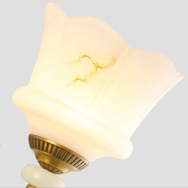 Vintage Style Petal Sconce Light Fixture 1/2-Light Opal Glass Wall Mounted Lamp in Brass for Bedroom Clearhalo 'Wall Lamps & Sconces' 'Wall Lights' Lighting' 270137