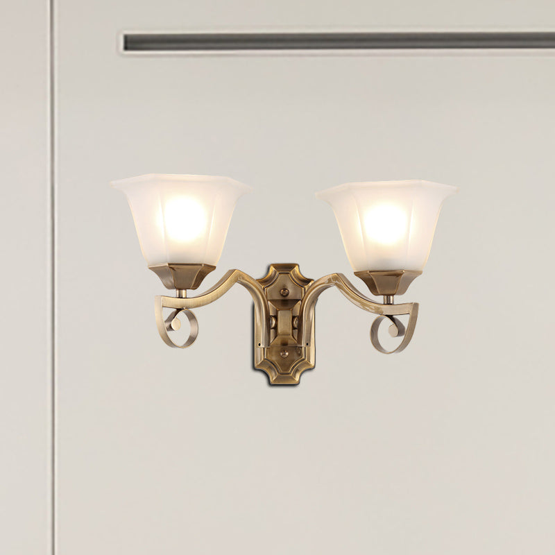 Floral Corridor Wall Sconce Modern Stylish Opal Glass and Metallic 1/2-Light Gold Finish Wall Light Fixture Clearhalo 'Wall Lamps & Sconces' 'Wall Lights' Lighting' 270265