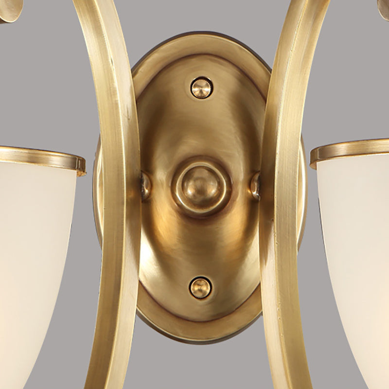 Metal Curved Wall Lighting Fixture Colonial Style 1/2-Light Bedroom Gold Wall Sconce with Opal Glass Bowl Shade Clearhalo 'Wall Lamps & Sconces' 'Wall Lights' Lighting' 270300