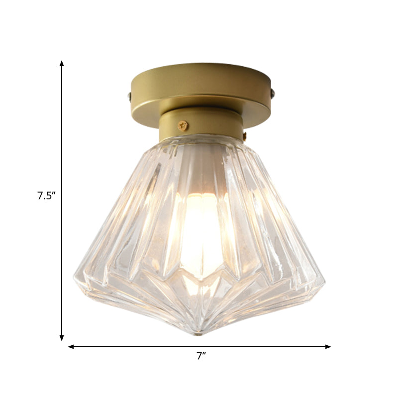 1 Head Flush Light Colonialism Clear Glass Scalloped Ceiling Fixture for Kitchen, 6.5