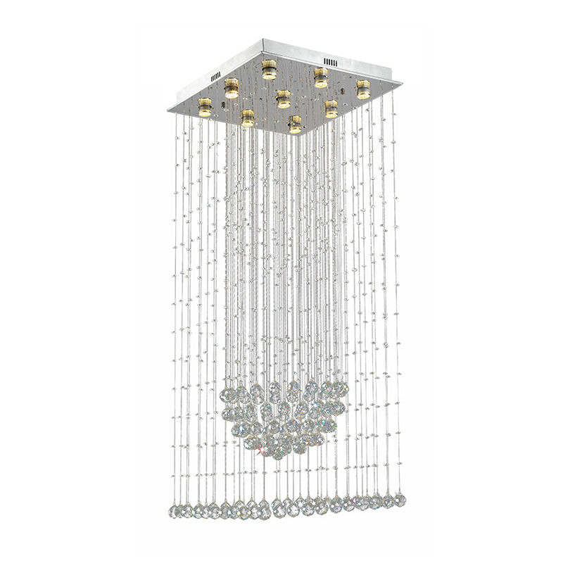 Teardrop Flush Mount Contemporary Crystal 9 Heads Nickel Close to Ceiling Lighting Clearhalo 'Ceiling Lights' 'Close To Ceiling Lights' 'Close to ceiling' 'Flush mount' Lighting' 271657