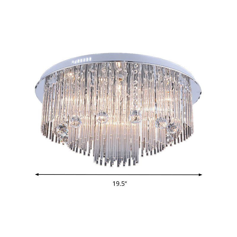 Tiered Flush Mount Modernism Crystal 5/9/14 Heads Stainless-Steel Ceiling Light Fixture, 19.5