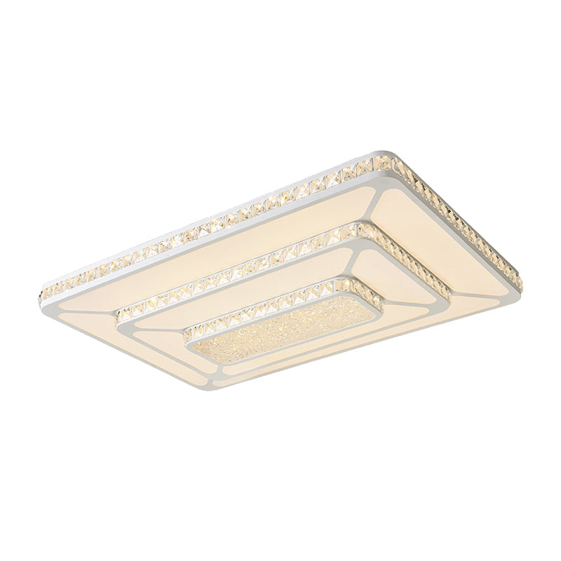 White Rectangle Flushmount Modernism Crystal LED Ceiling Lighting with Acrylic Diffuser Clearhalo 'Ceiling Lights' 'Close To Ceiling Lights' 'Close to ceiling' 'Flush mount' Lighting' 272093