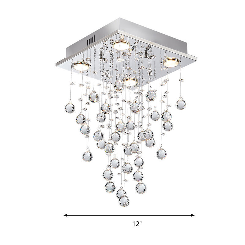 Teardrop Flush Mount Light Contemporary Crystal 4 Lights Living Room Flushmount,shopify in Nickel Clearhalo 'Ceiling Lights' 'Close To Ceiling Lights' 'Lighting' 272200