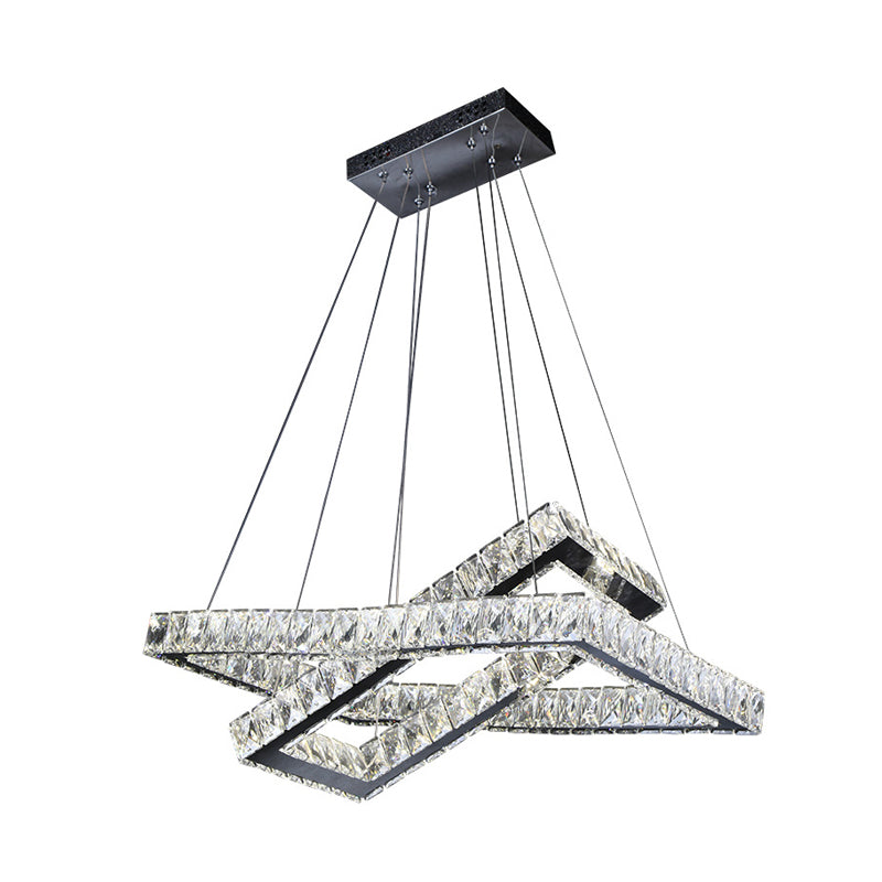 Rectangle Chandelier Lamp Minimalist Crystal LED Dining Room Pendant Lighting Fixture in Black Clearhalo 'Ceiling Lights' 'Modern Pendants' 'Modern' 'Pendant Lights' 'Pendants' Lighting' 272324