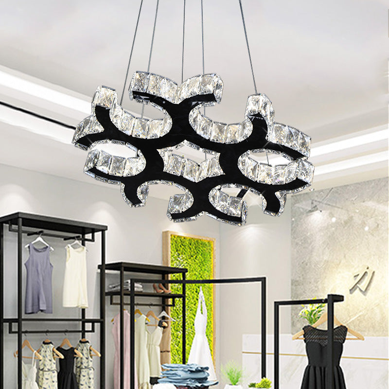 C-Shaped Ceiling Chandelier Contemporary Crystal LED Living Room Drop Pendant in Black Clearhalo 'Ceiling Lights' 'Modern Pendants' 'Modern' 'Pendant Lights' 'Pendants' Lighting' 272330