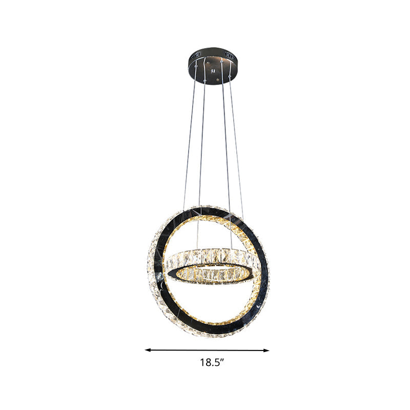 Minimalist LED Ring Chandelier Lamp Crystal LED Living Room Hanging Light in Black Clearhalo 'Ceiling Lights' 'Modern Pendants' 'Modern' 'Pendant Lights' 'Pendants' Lighting' 272339