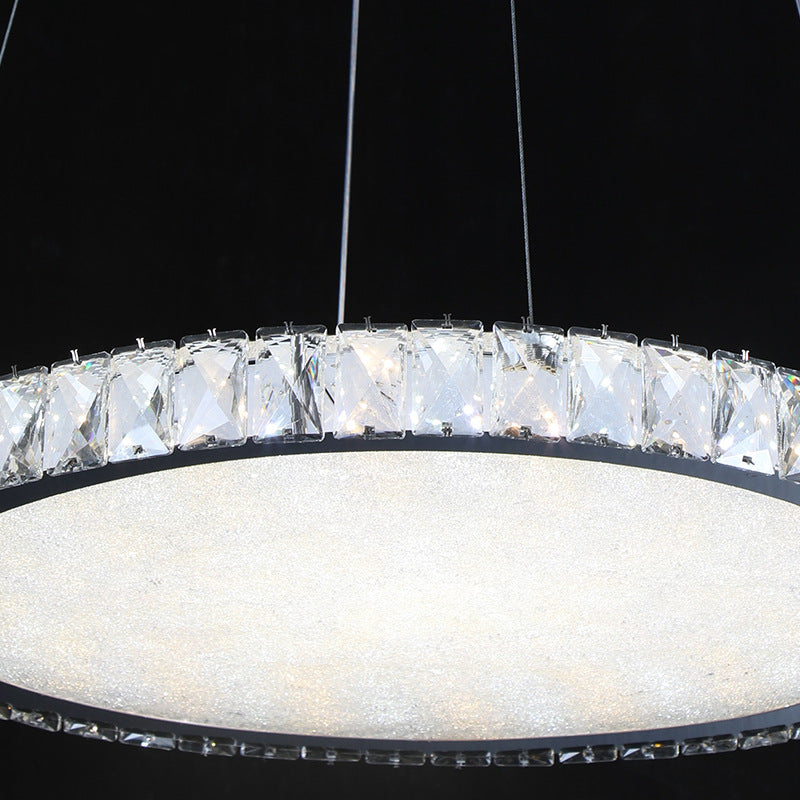 Crystal Round Chandelier Lighting Fixture Contemporary LED Nickel Pendant Ceiling Light Clearhalo 'Ceiling Lights' 'Modern Pendants' 'Modern' 'Pendant Lights' 'Pendants' Lighting' 272361