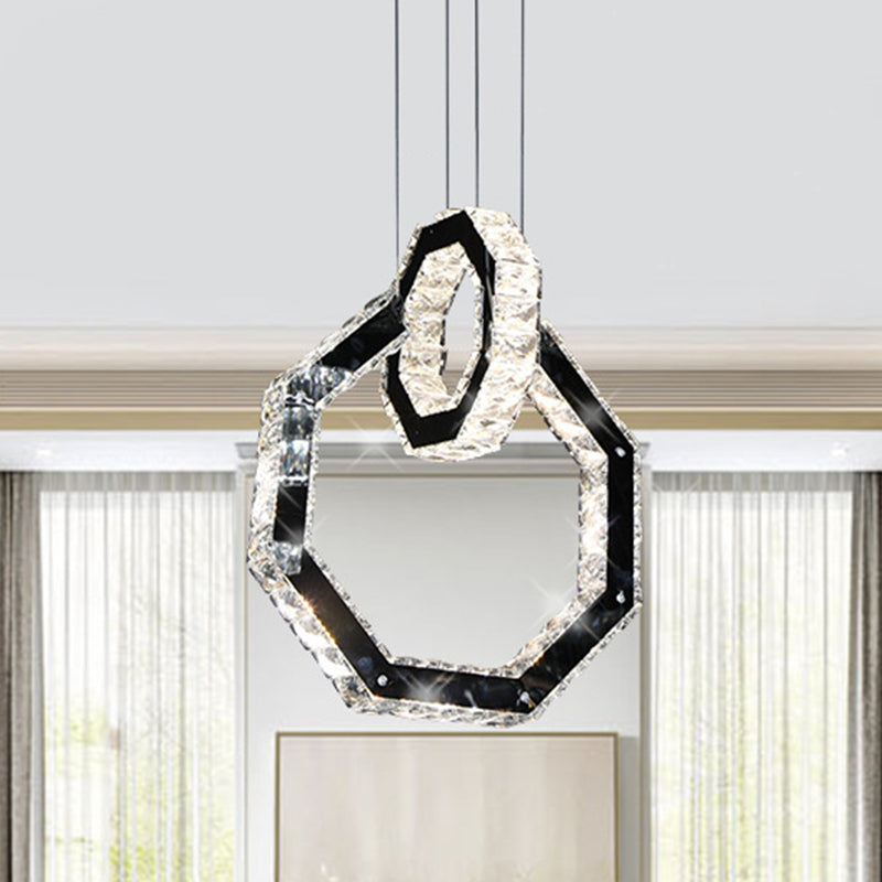 Polygon Crystal Chandelier Light Minimalist Led Black Pendant Lighting Fixture Clearhalo 'Ceiling Lights' 'Modern Pendants' 'Modern' 'Pendant Lights' 'Pendants' Lighting' 272385