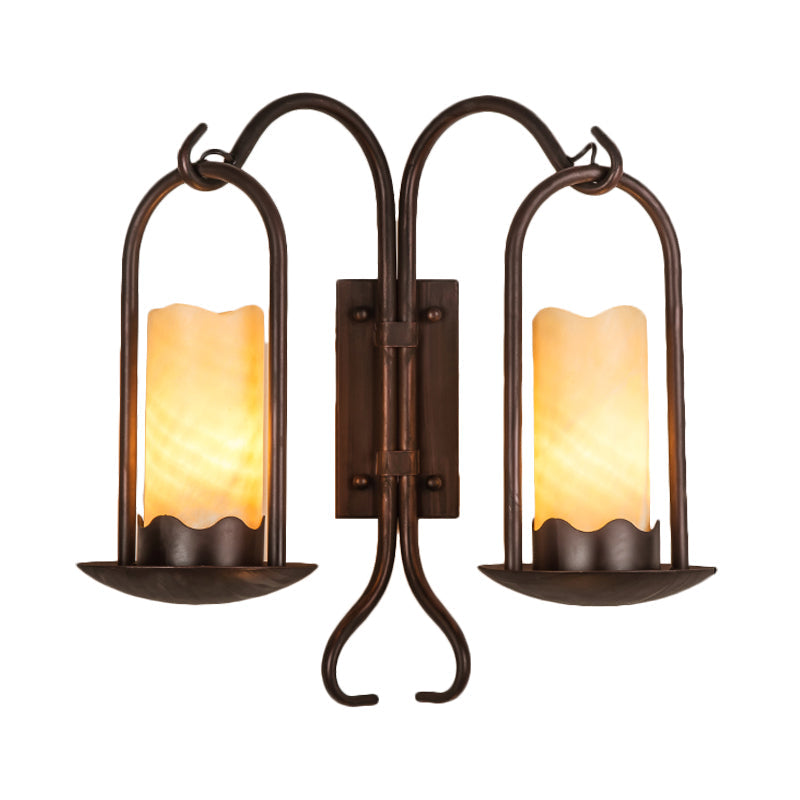 Traditional Style Cylinder Wall Mounted Lamp 1/2-Light Marble Wall Sconce in Black for Foyer Clearhalo 'Wall Lamps & Sconces' 'Wall Lights' Lighting' 273067