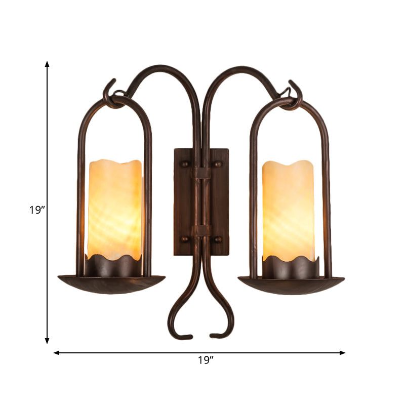 Traditional Style Cylinder Wall Mounted Lamp 1/2-Light Marble Wall Sconce in Black for Foyer Clearhalo 'Wall Lamps & Sconces' 'Wall Lights' Lighting' 273068