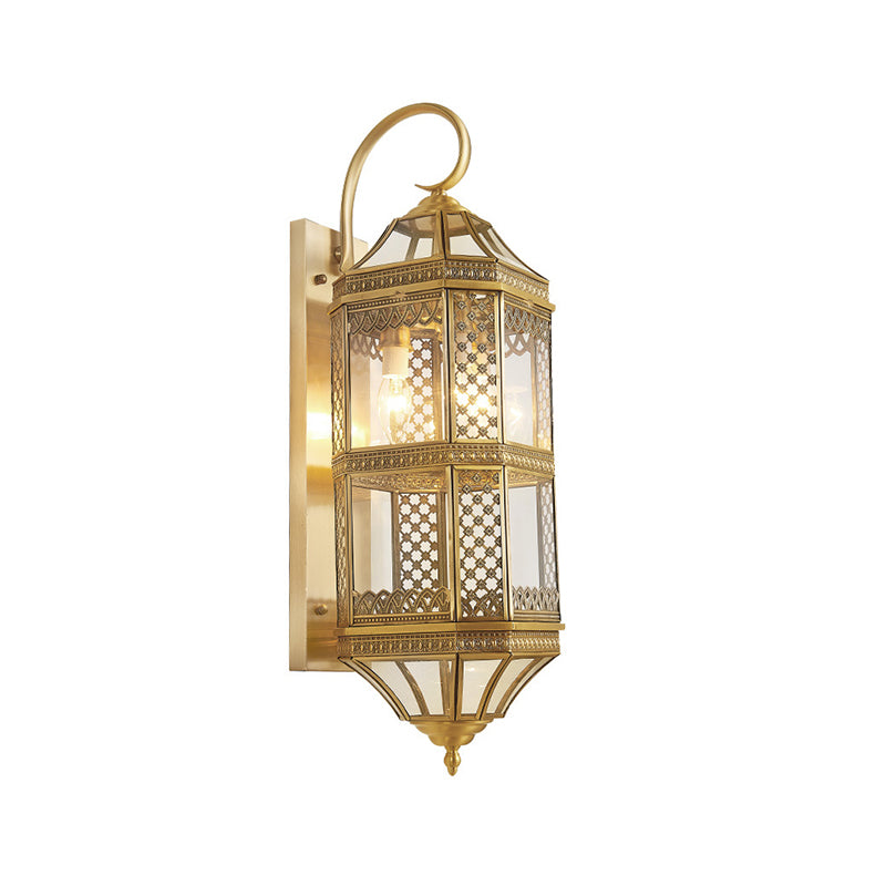 Traditional Geometric Sconce Light Fixture 3-Bulb Metal Wall Lamp in Gold for Foyer Clearhalo 'Wall Lamps & Sconces' 'Wall Lights' Lighting' 273275