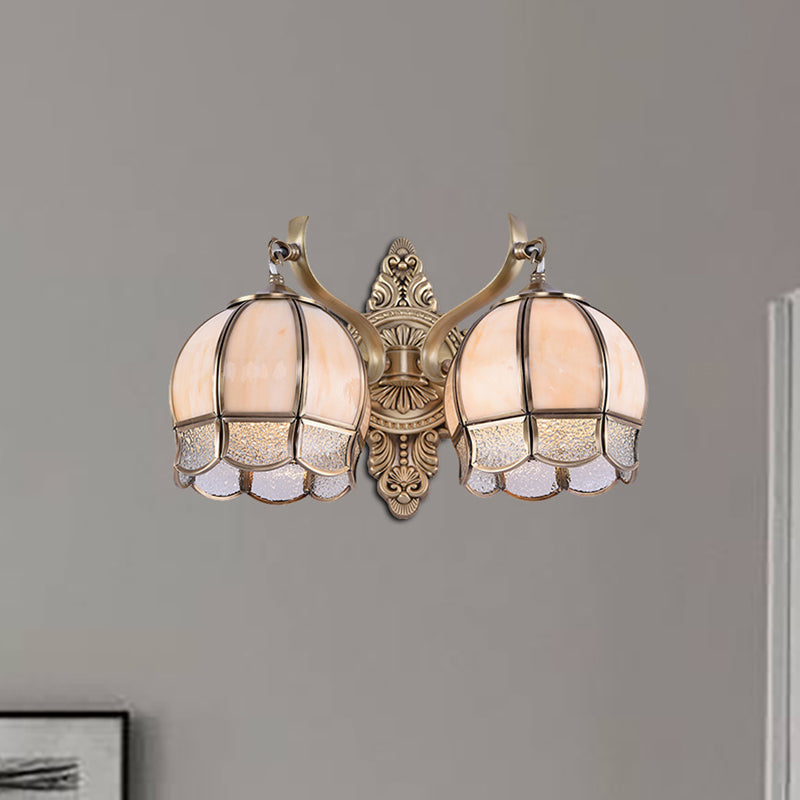 Globe Dining Room Sconce Light Traditionalism Metal 2-Bulb Brass Wall Light Fixture Brass Clearhalo 'Wall Lamps & Sconces' 'Wall Lights' Lighting' 273427