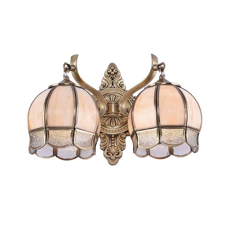 Globe Dining Room Sconce Light Traditionalism Metal 2-Bulb Brass Wall Light Fixture Clearhalo 'Wall Lamps & Sconces' 'Wall Lights' Lighting' 273430