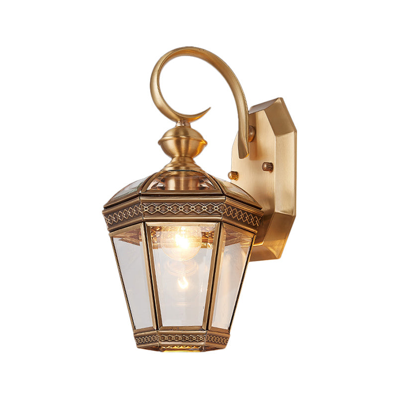 Traditionalism Geometric Wall Mount Light Single Bulb Brass Metal Wall Lighting Fixture for Balcony, 6