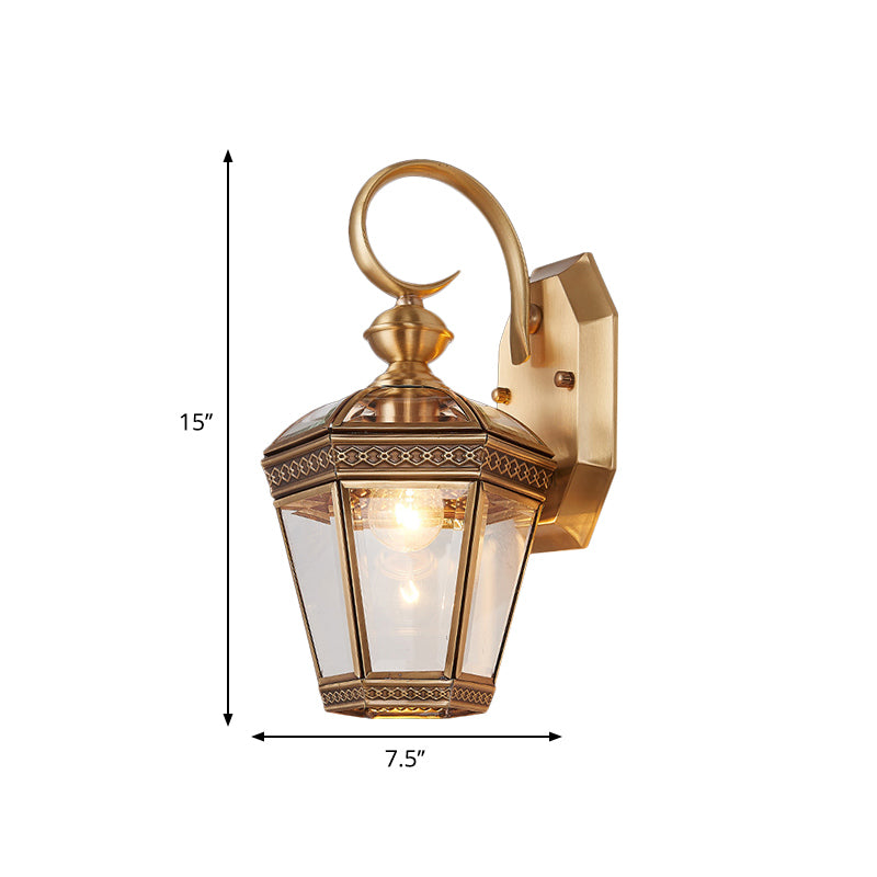 Traditionalism Geometric Wall Mount Light Single Bulb Brass Metal Wall Lighting Fixture for Balcony, 6