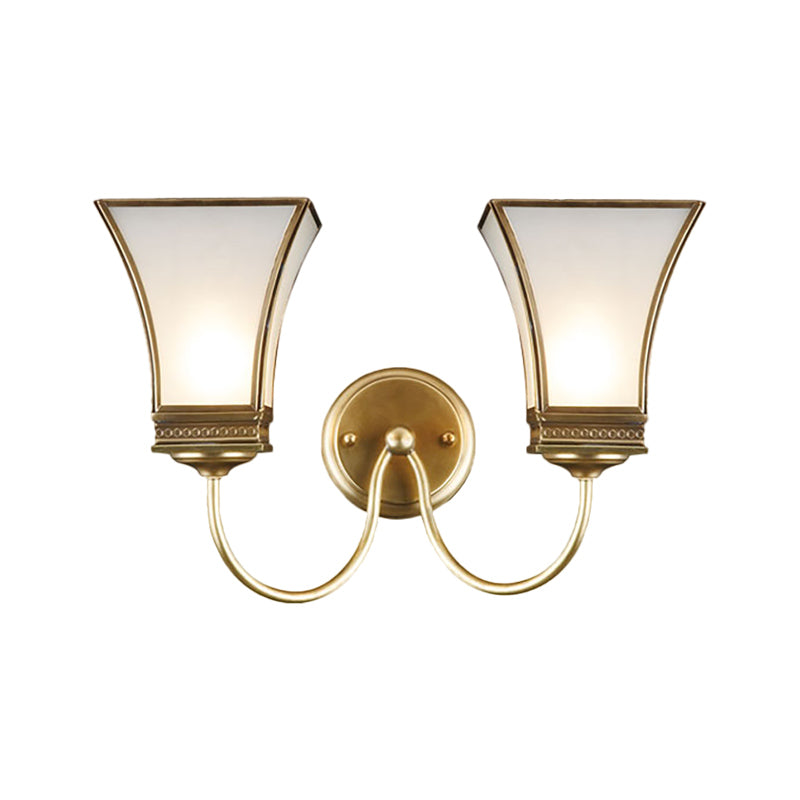 Bell Metal Wall Sconce Traditional 1/2 Bulbs Brass Living Room Wall Lighting Fixture Clearhalo 'Wall Lamps & Sconces' 'Wall Lights' Lighting' 274303