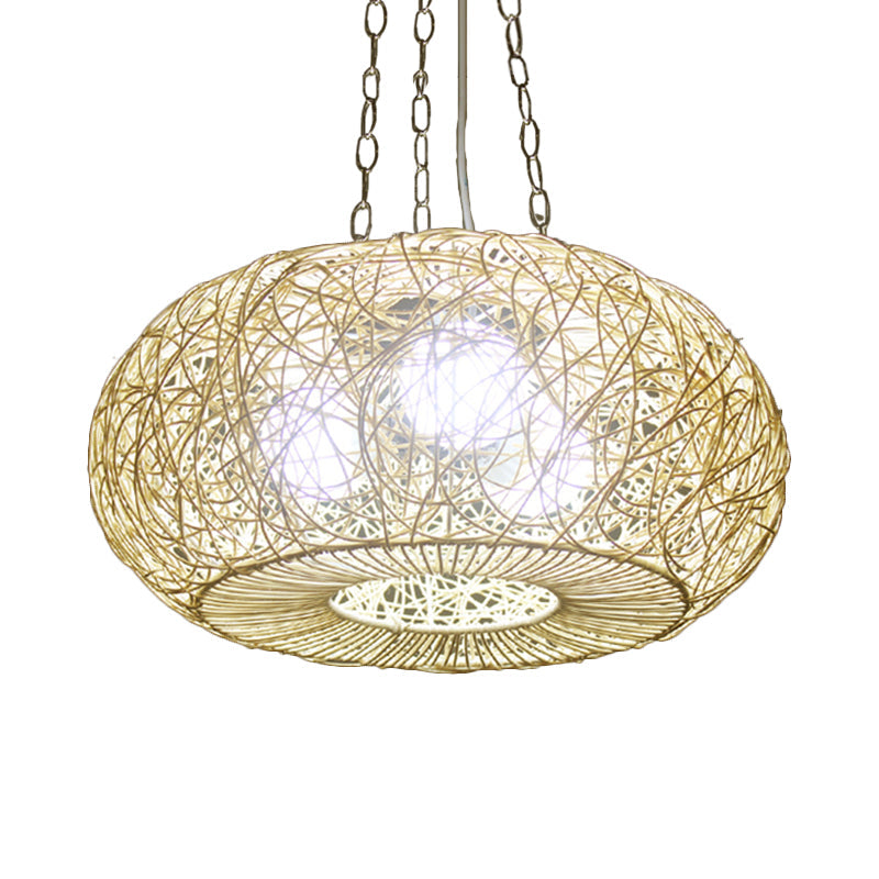 Modernist Lantern Hanging Light Rattan 1 Bulb Ceiling Pendant Lamp in Wood for Living Room Clearhalo 'Ceiling Lights' 'Modern Pendants' 'Modern' 'Pendant Lights' 'Pendants' Lighting' 274739