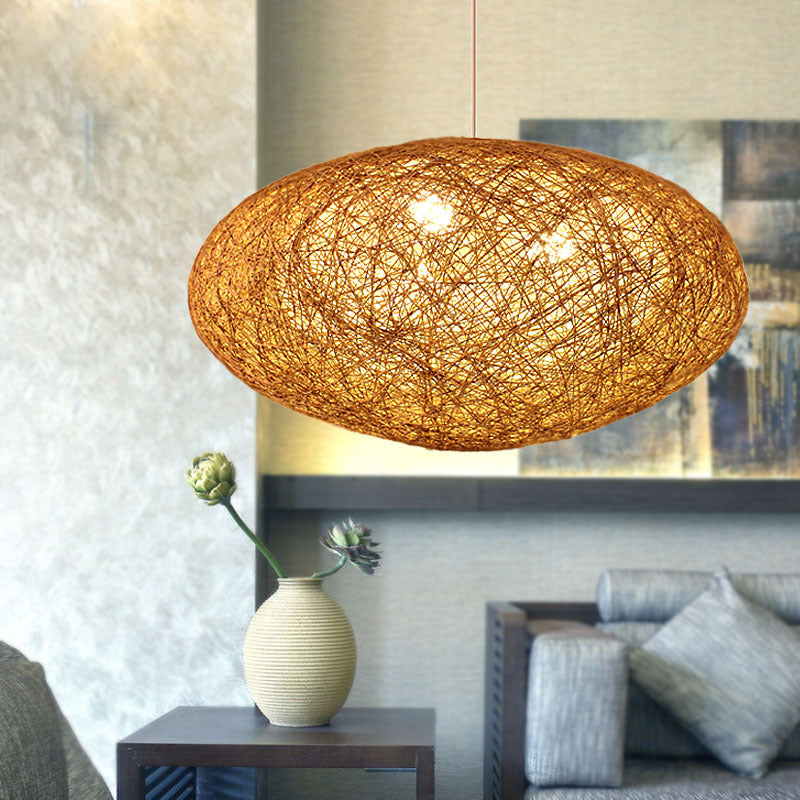 Modernism Weave Pendant Lighting Rope 1 Bulb Hanging Light Fixture in Wood for Dining Room Clearhalo 'Ceiling Lights' 'Modern Pendants' 'Modern' 'Pendant Lights' 'Pendants' Lighting' 274784