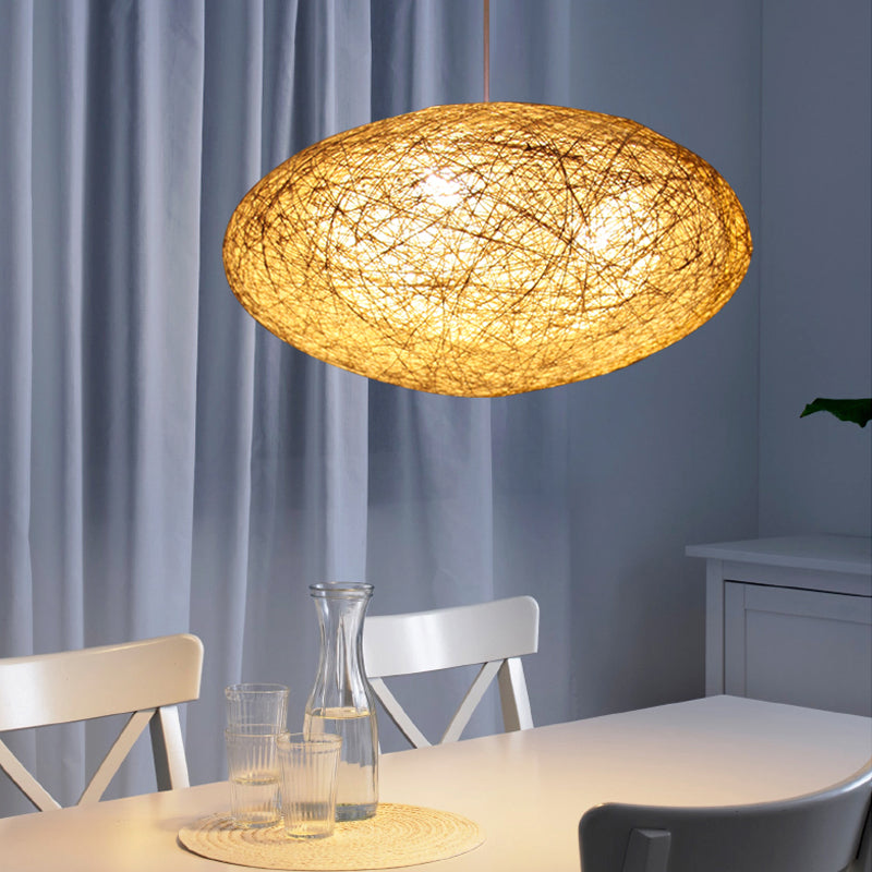 Modernism Weave Pendant Lighting Rope 1 Bulb Hanging Light Fixture in Wood for Dining Room Clearhalo 'Ceiling Lights' 'Modern Pendants' 'Modern' 'Pendant Lights' 'Pendants' Lighting' 274785